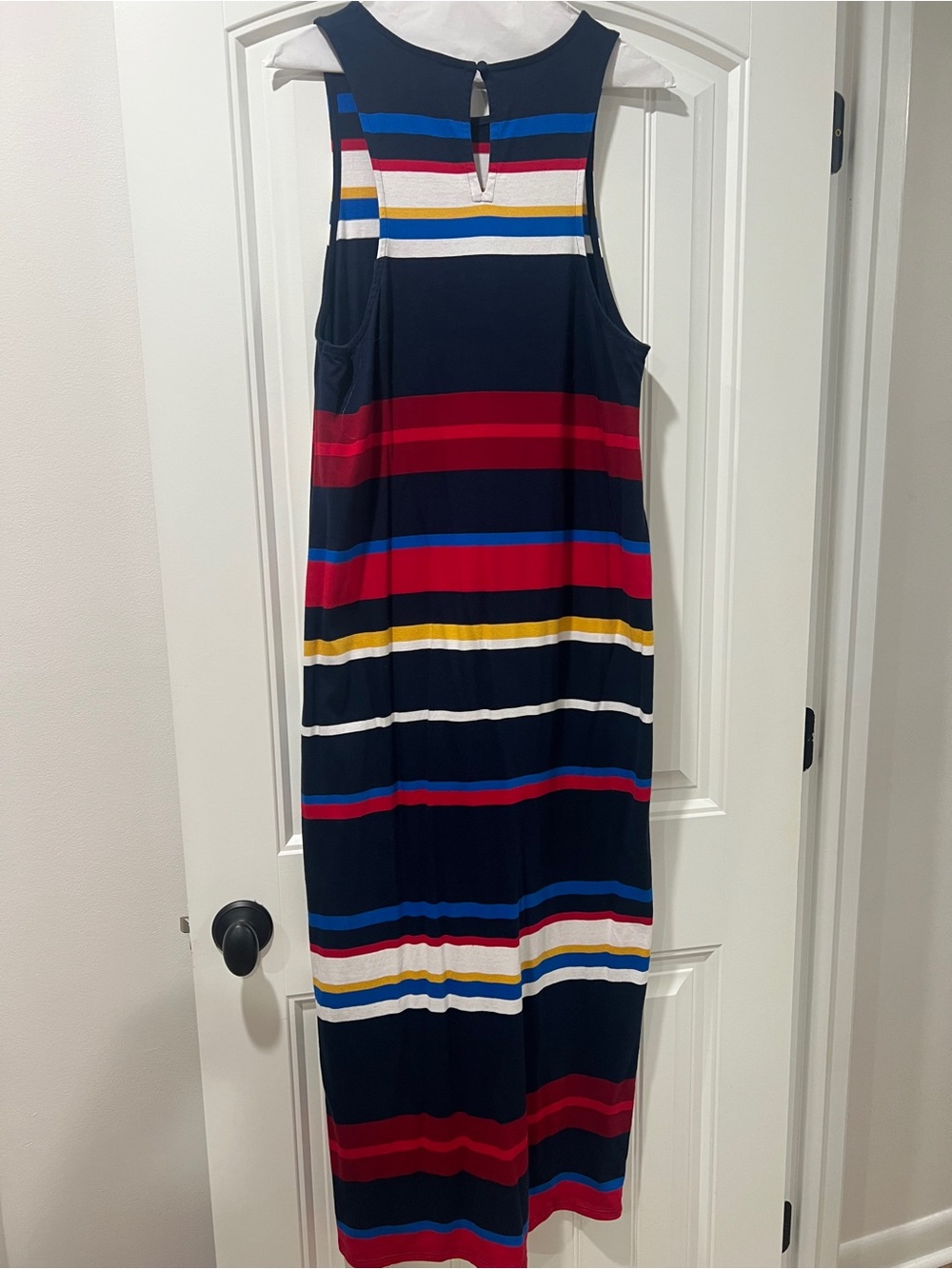 Loft Navy Multi-Stripe Sleeveless Maxi Dress size large